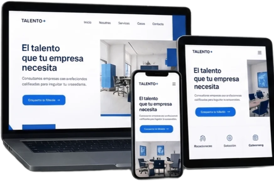 Diseño de ejemplo: sitio de reclutamiento en notebook, tablet y celular